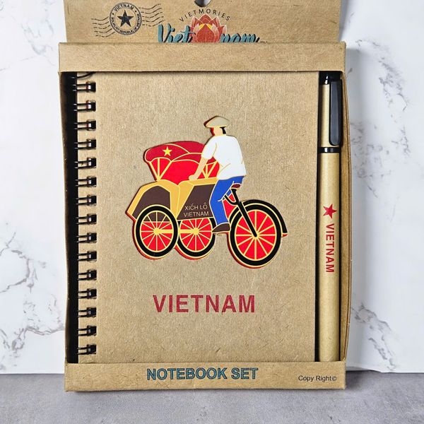 SỔ TAY GIẤY GỖ & BÚT (XÍCH LÔ)